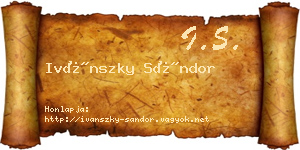 Ivánszky Sándor névjegykártya